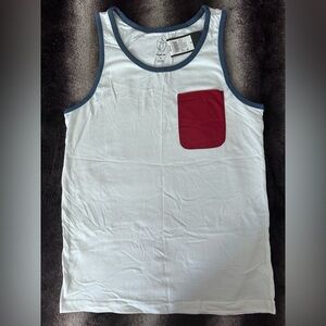 Original Use White Tank Top with Blue Trim